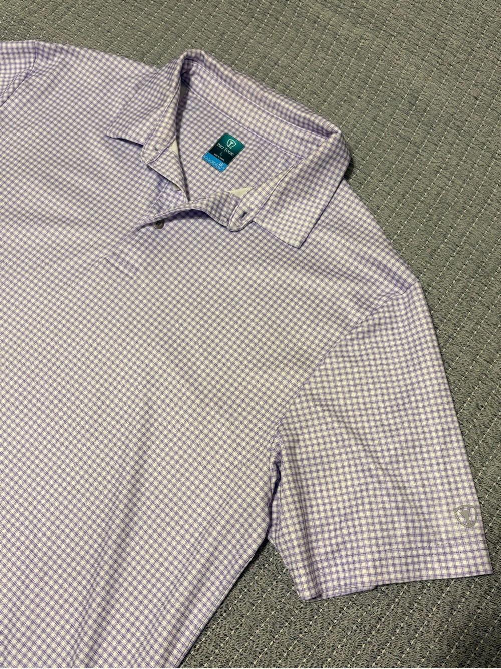 Pro Tour Golf Lavender Gingham plaid checkered Performance Polo